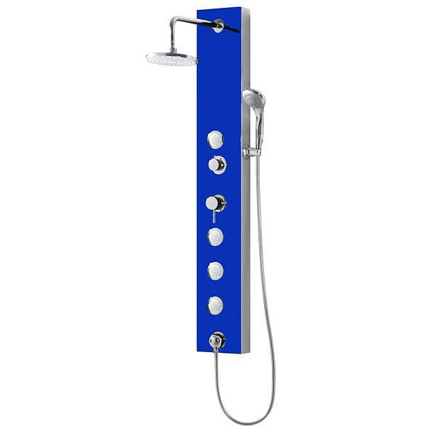 Columna de Ducha 4 Jets Vidrio Templado Azul Aura