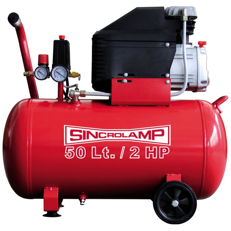 Compresor De Aire 50 Litros + Kit Compacto Pektra 2.5 Hp Color Rojo Fase  eléctrica Monofásica