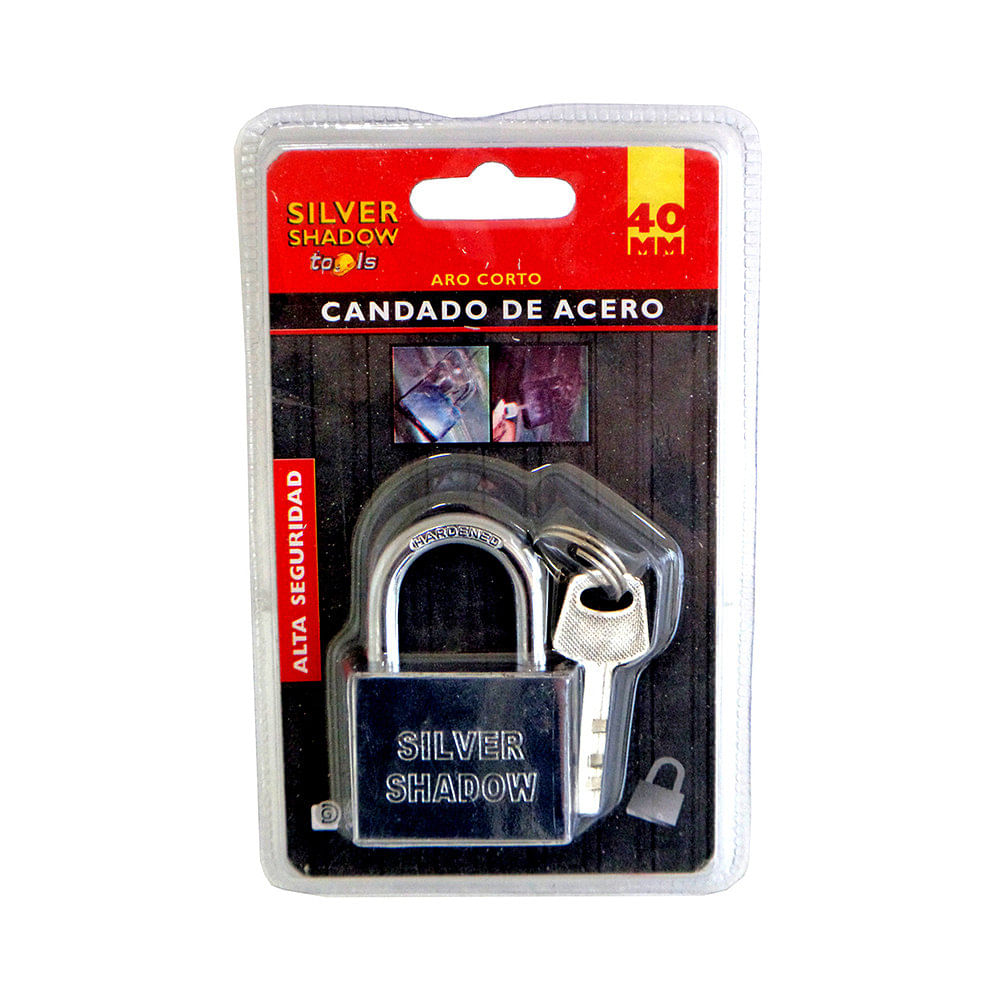 Candado Aro Corto Acero Inoxidable 40 Mm Plateado Silver Shadow