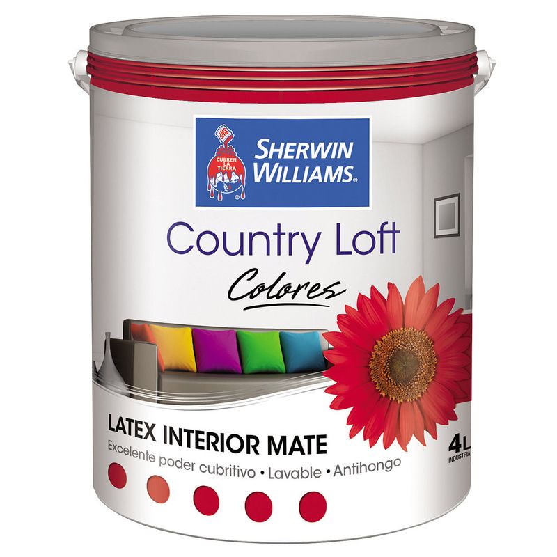 Látex Interior Color Country Loft Sherwin Williams Rojo 4Lts Easy