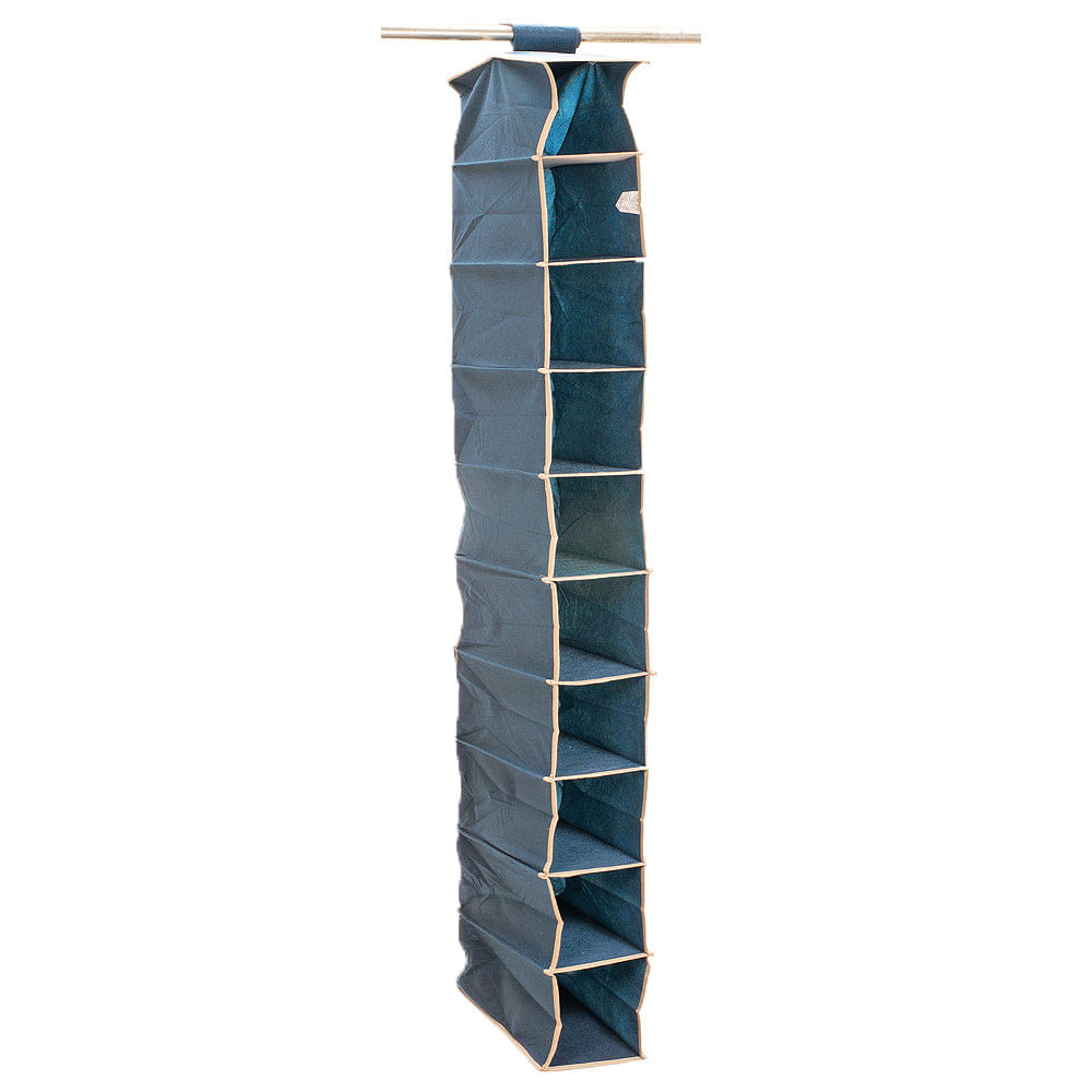 Organizador Colgante 10 Estantes 15x30x127 Cm Tela Azul Martinez Analia Dora