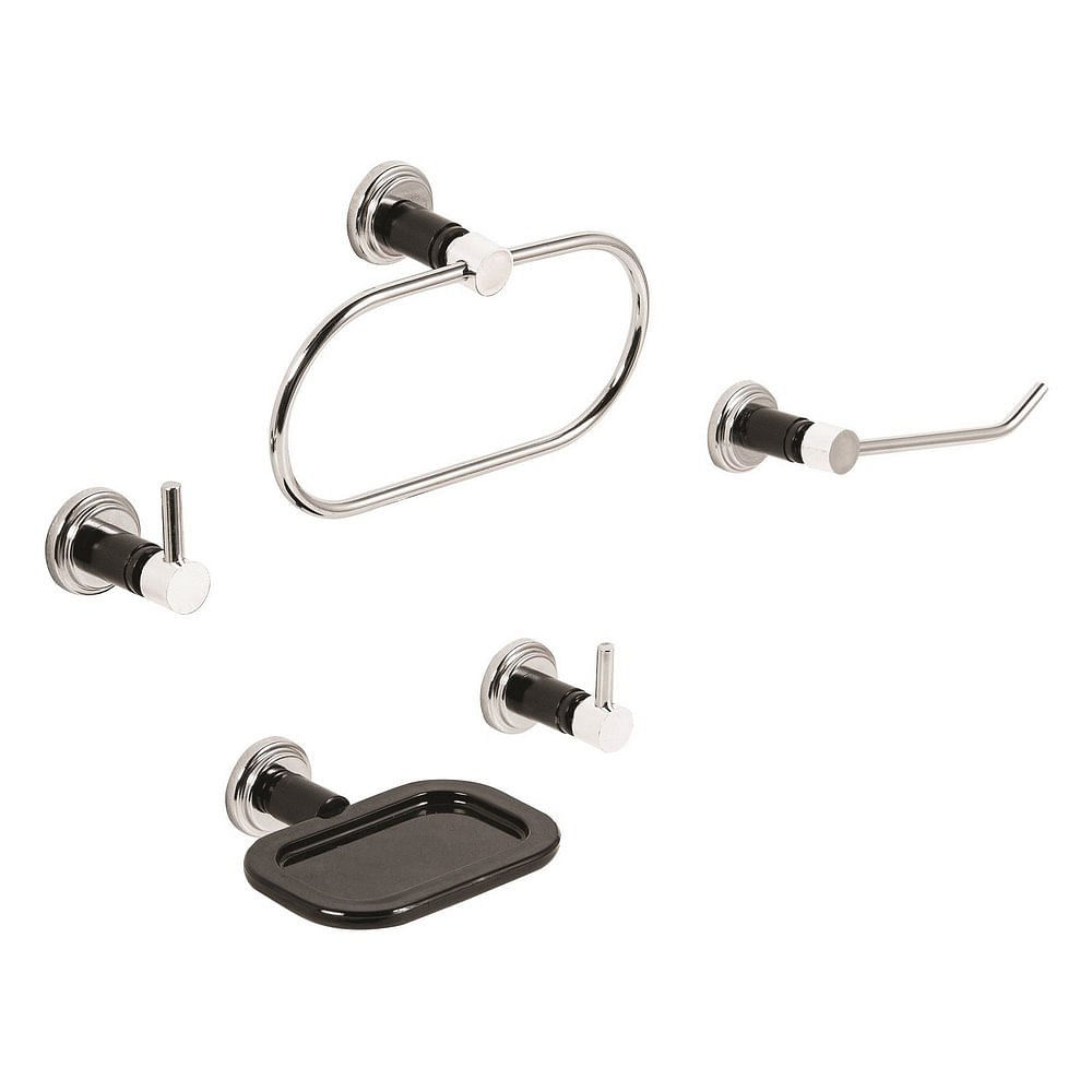 Set de Accesorios Baño 5 Piezas Negro/Cromo Napoli Black Van Goud