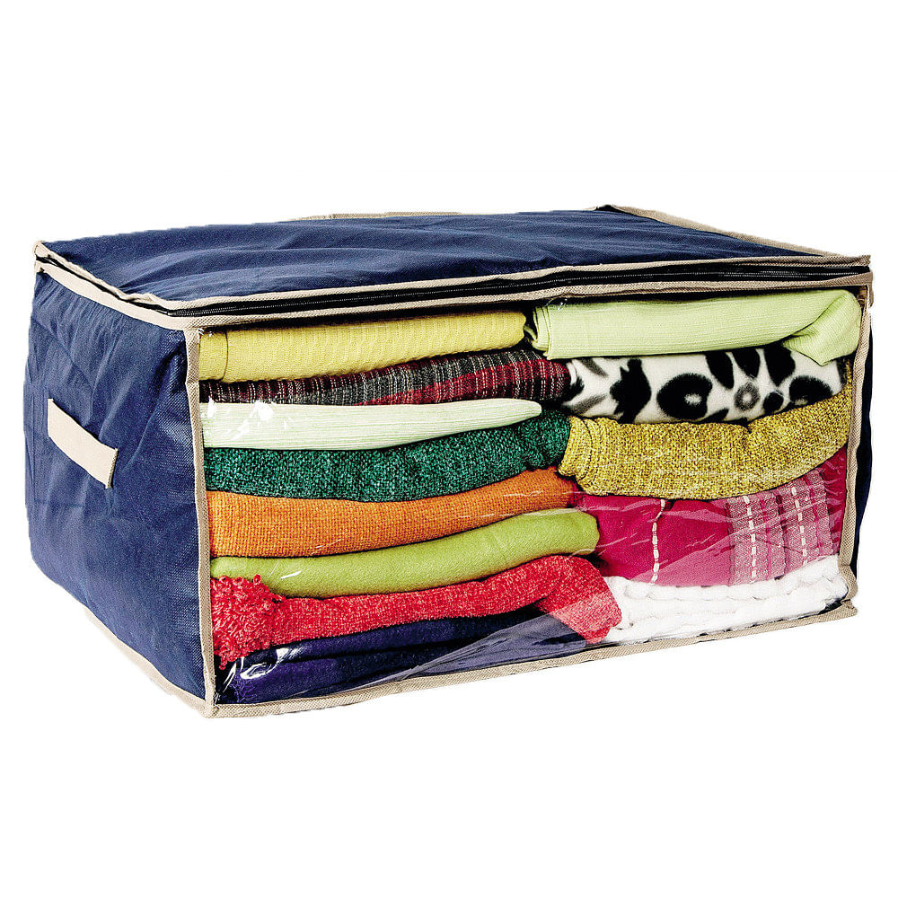 Organizador de Placard Plegable 48x58x33 Cm Tela Azul Martinez Analia Dora