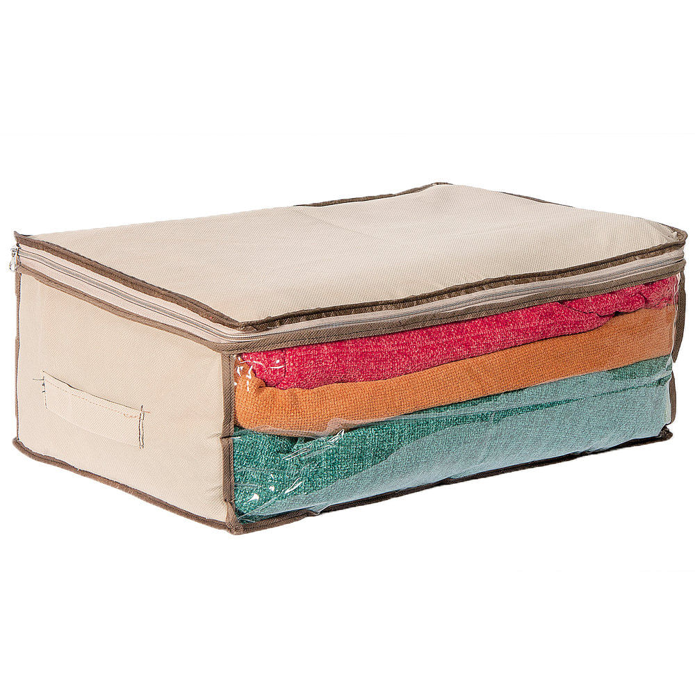 Organizador de Placard con Cierre 50X35X20 Cm Tela Beige Martinez Analia Dora