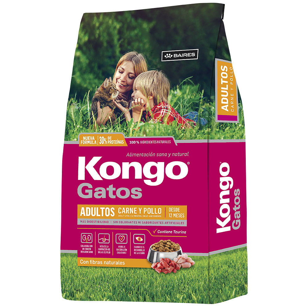 Alimento para Gatos Adultos Carne y Pollo 1 Kg Kongo