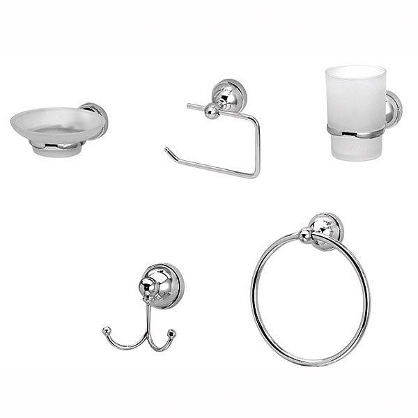 Set de Accesorios Baño Cromado 5 Piezas Linea 8000 Peirano