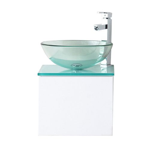 Vanitory con Bacha de Vidrio 43X43X46 Cm Melamina Blanco Vessanti