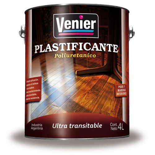 Plastificante Poliuretanico Transparente Brillante 4 Lts Ultra Transitable Venier