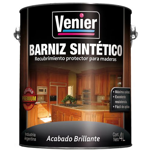 Barniz Sintético Transparente Brillante 4 Lts Venier