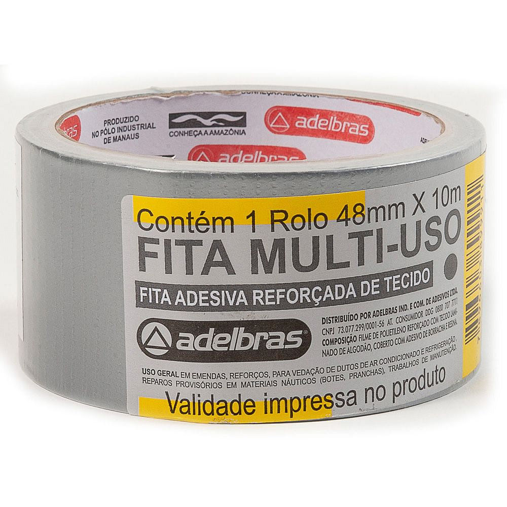 Cinta Multiuso Reforzada 48 Mm X 10 Mts Gris Adelbras