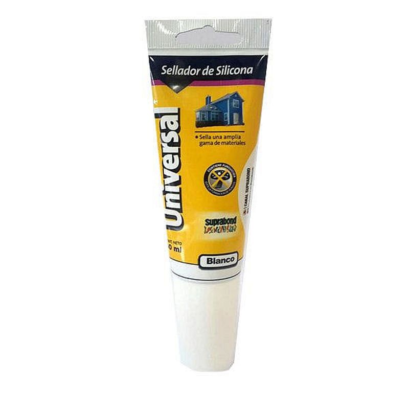 Silicona Universal SUPRABOND blanca pomo 110 cc - Pinturería y Ferretería  Zanella