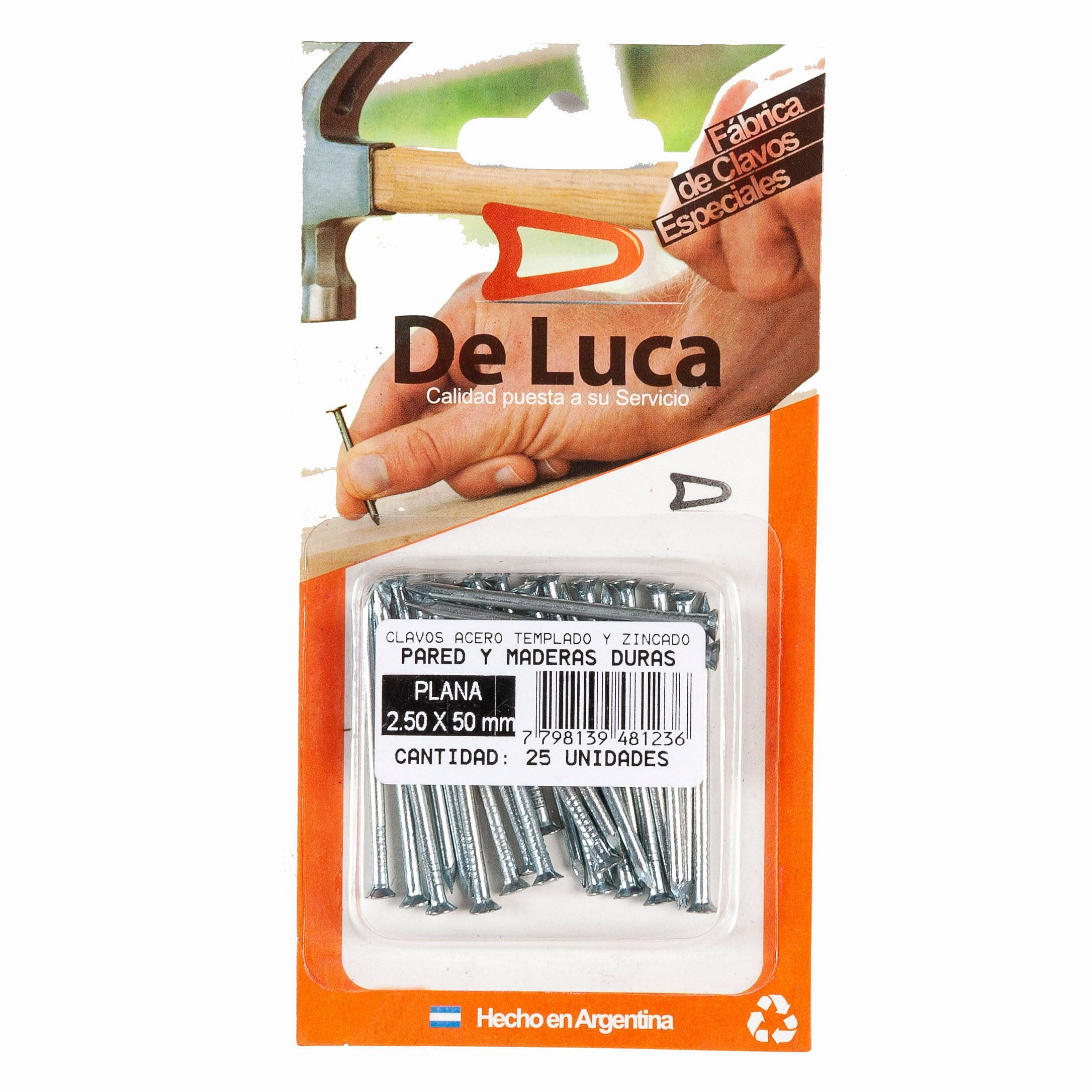 Clavo Cabeza Chata 2,5x50 Mm Pared y Maderas 25 Un