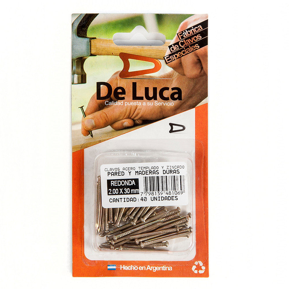 Clavo de Acero Redonda para Pared y Madera 2,0x30 Mm 40 Un