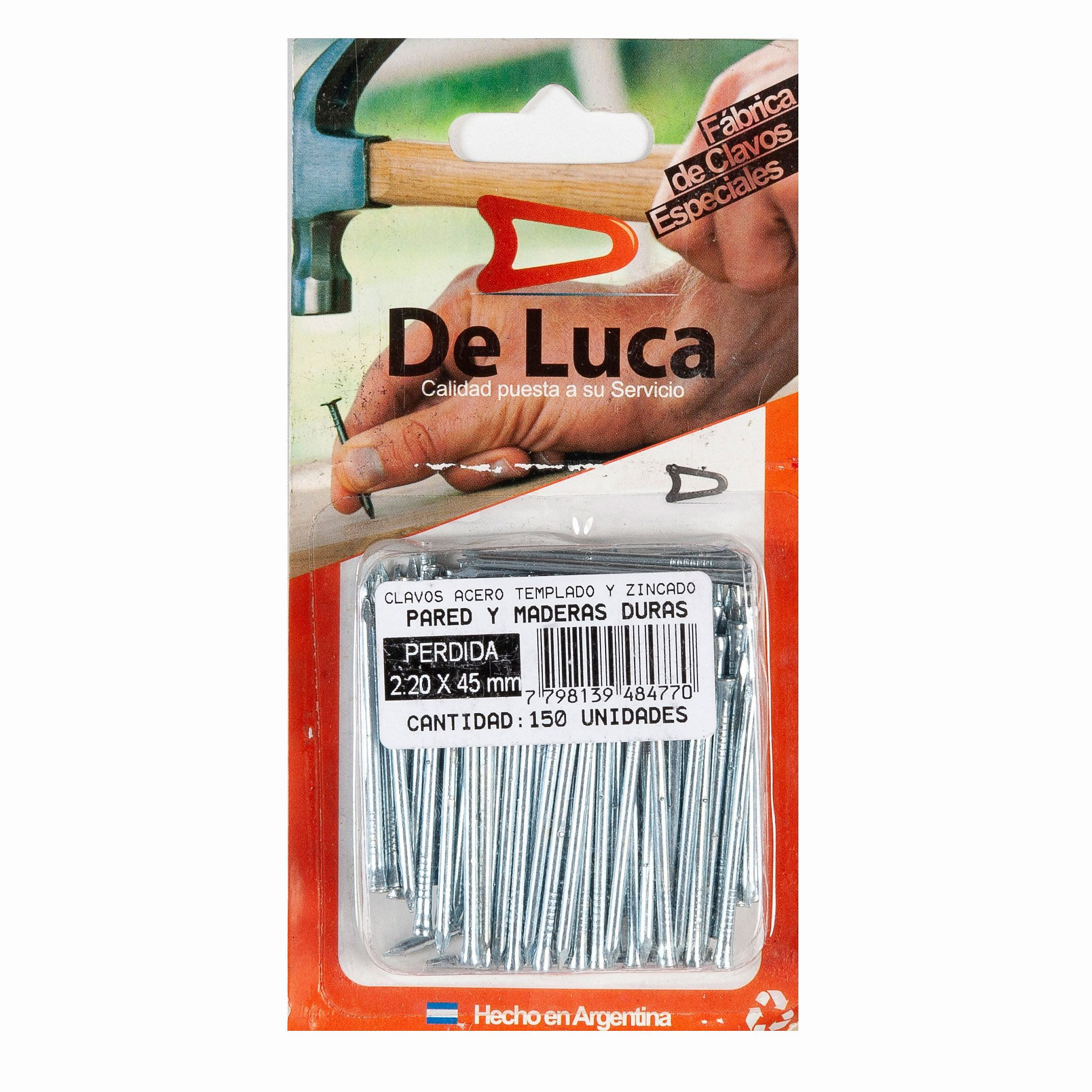 Clavo Cabeza Perdida 2,2x45 Mm 150 Un De Luca