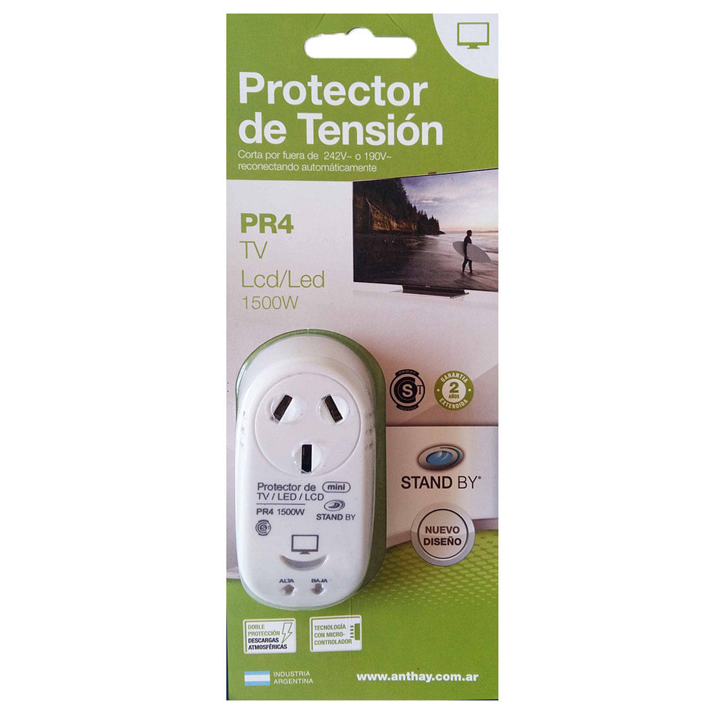 Protector de Tensión Mini 1 Toma 1500W Blanco Stand By