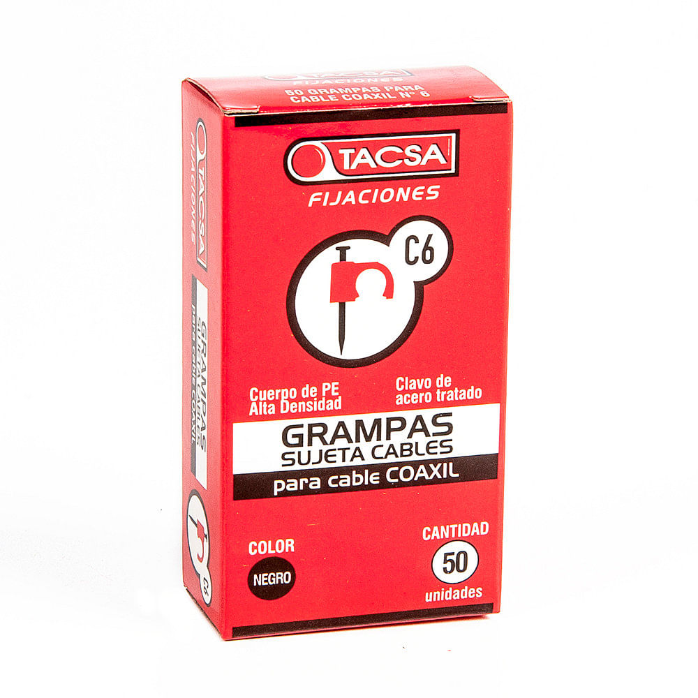 Grampa Sujeta Cable Coaxil N°6 Negro 50 Un Tacsa