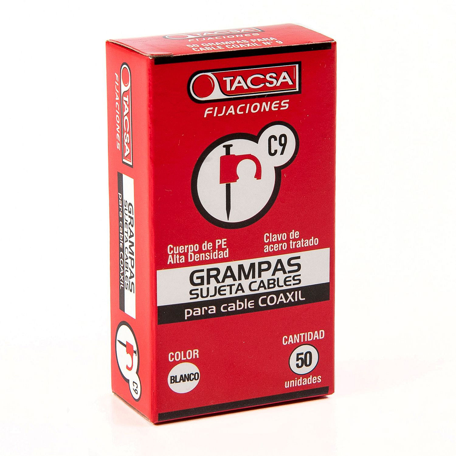 Grampa Sujeta Cable Coaxil N°9 Blanco 50 Un Tacsa