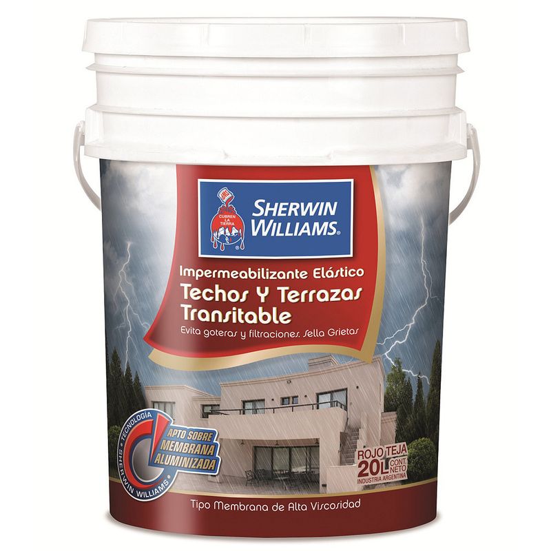 Membrana Liquida Terraza Transitable Color Roja Blanca Verde Impermeabilizante  Pintura Antihongos Rapido Secado 20 Kilos