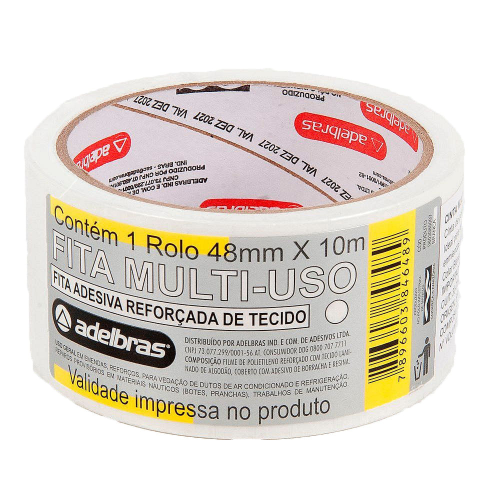 Cinta Multiuso Reforzada 48 Mm X 10 Mts Blanco Adelbras