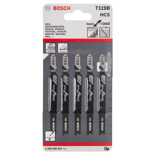 Hojas de Caladora para Madera HCS 83 Mm 5 Unidades T119B Bosch