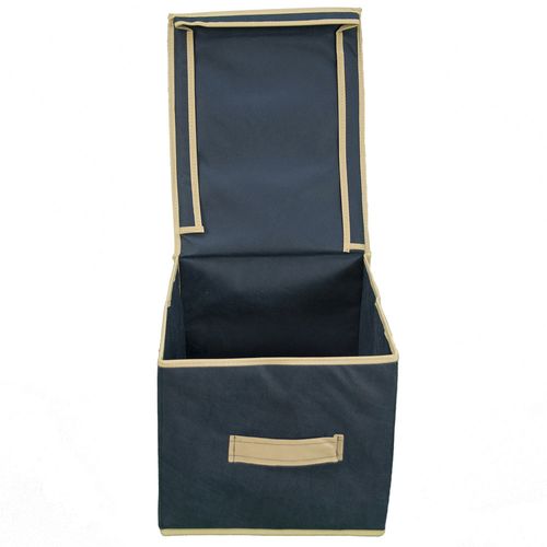 Caja Organizadora Con Tapa 30x40x25 Cm Tela Azul Martinez Analia Dora