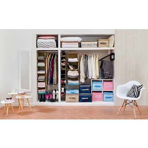 Organizador de Placard con Cierre 50X35X20 Cm Tela Beige Martinez Analia Dora