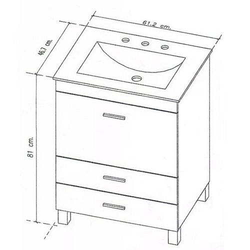 Vanitory 2 Cajones 1 Puerta 81x61x46,7 Cm Aglomerado Blanco Amube