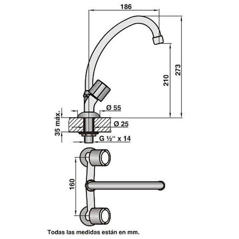 Grifer a FV Para Mesada De Cocina Doble Comando 15 Allegro Easy