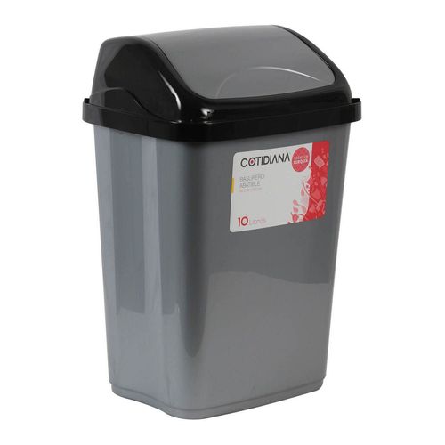 Cesto de Basura Abatible 10 Lts Plástico Gris Cotidiana
