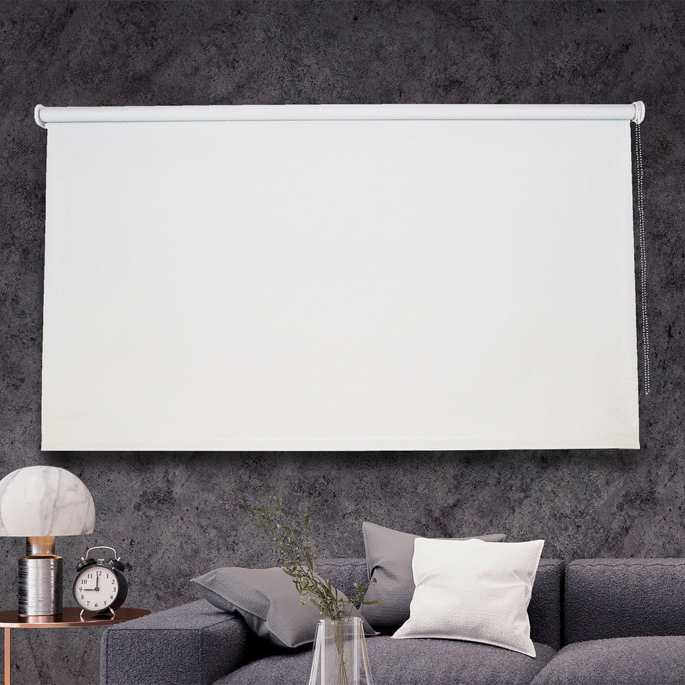 Cortina Roller Blackout Poliéster Blanco 80x165 Cm Dina