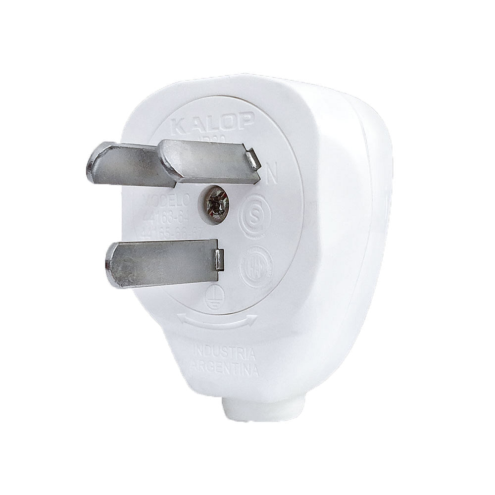 Ficha Macho Salida Lateral Blanco 10A Kalop