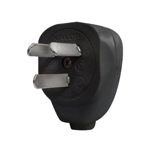 Ficha Macho Salida Lateral Negro 10A Kalop