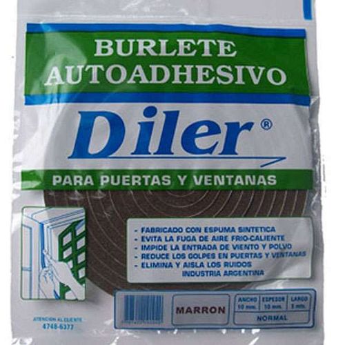 Burlete Autoadhesivo Espuma 5 Mts Marrón Diler