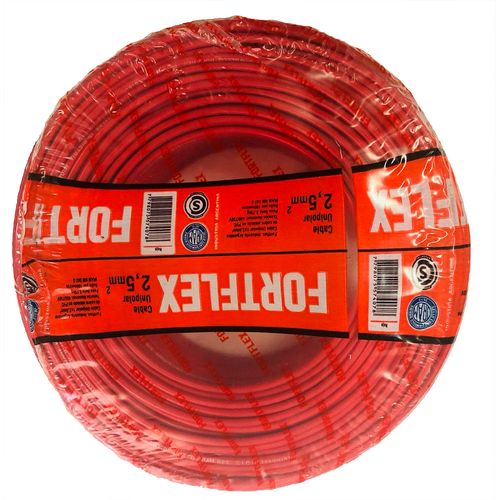 Cable Unipolar 2,5 Mm 100 Mts Rojo Fortflex Imsa