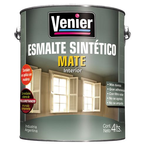 Esmalte Sintético Negro Mate 4 Lts Interior Venier