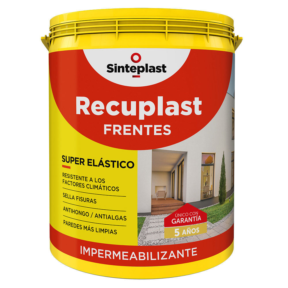 Pintura Impermeabilizante Frentes Blanco Mate 1 Lts Super Elástico Recuplast