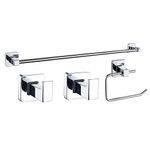 Set Accesorios Baño Conjunto Kit 4 Piezas Piazza Cube Cromo - Sanitarios  Varela