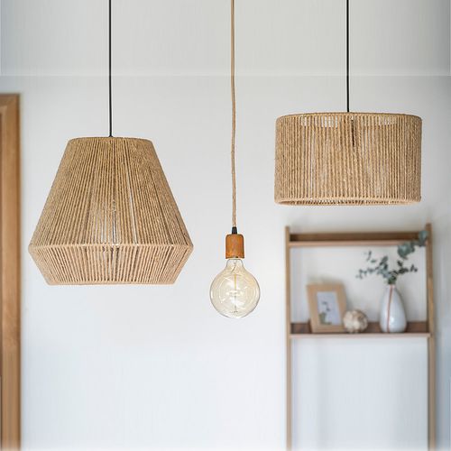Colgante Yute 1 Luz E27 Marrón Liguen