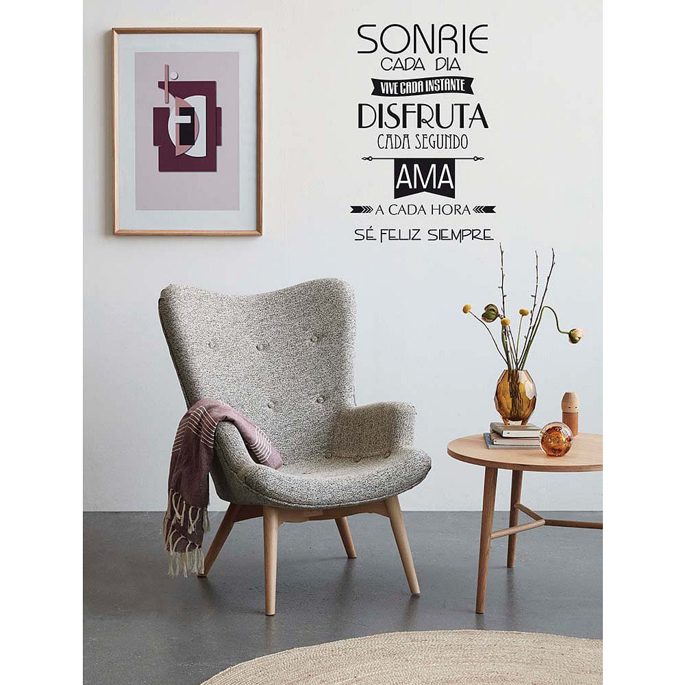 Vinilo decorativo Sé feliz y sonríe