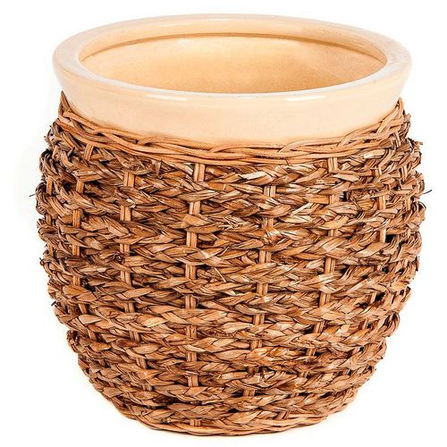 Maceta Cerámica 20x19 Cm Natural Rattan Outzen