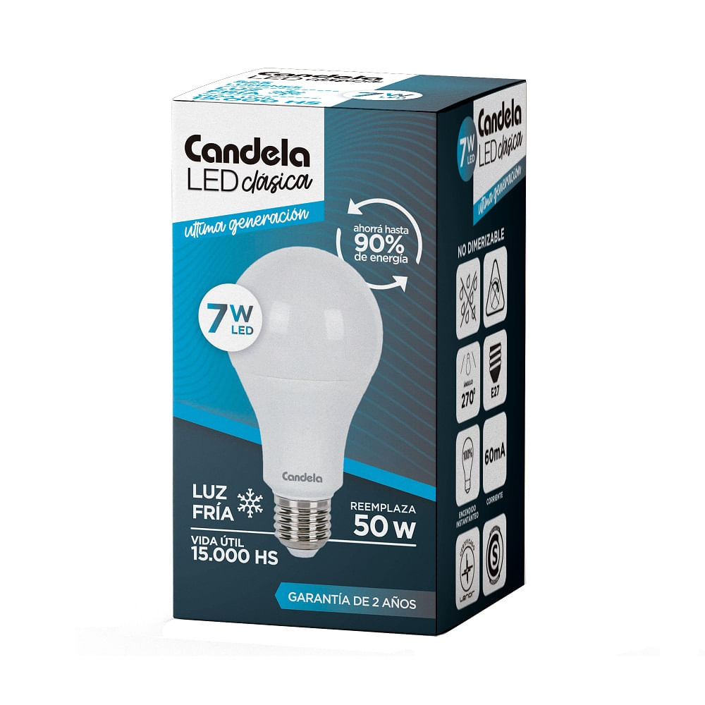 Luz Led Bulbo Fría E27 7 W Candela