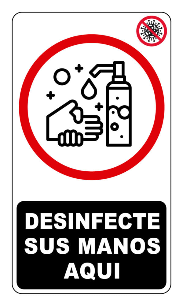 Cartel Señalización Desinfecte sus Manos 11x13 Cm Randon