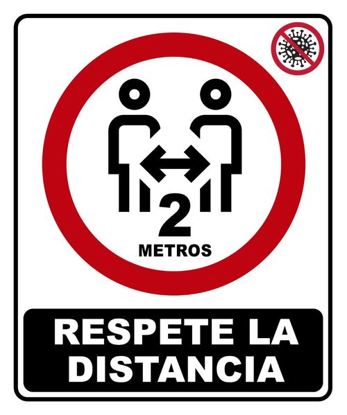 Cartel Señalización Respete La Distancia 25x30 Cm Randon