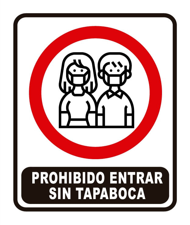 Cartel Señalización Prohibido Entrar Sin Tapaboca Randon
