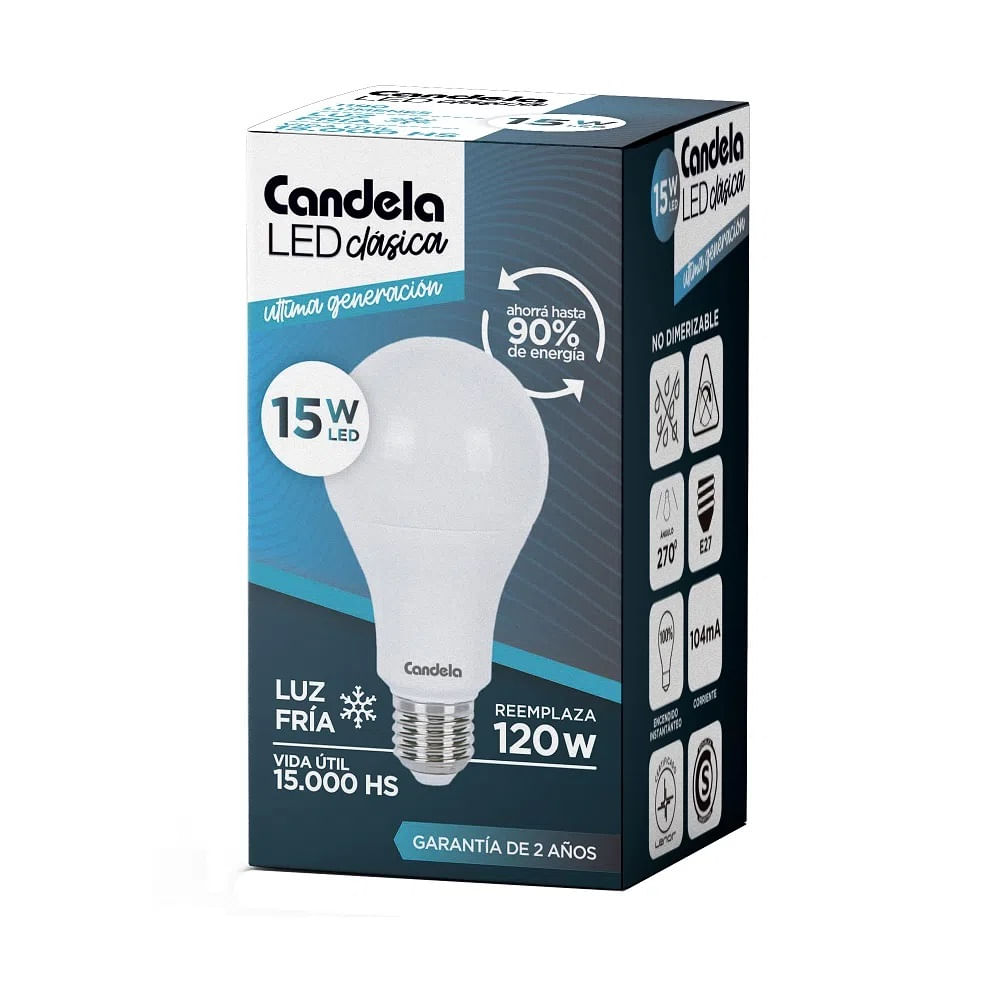 Luz Led Bulbo Fría E27 15 W Candela