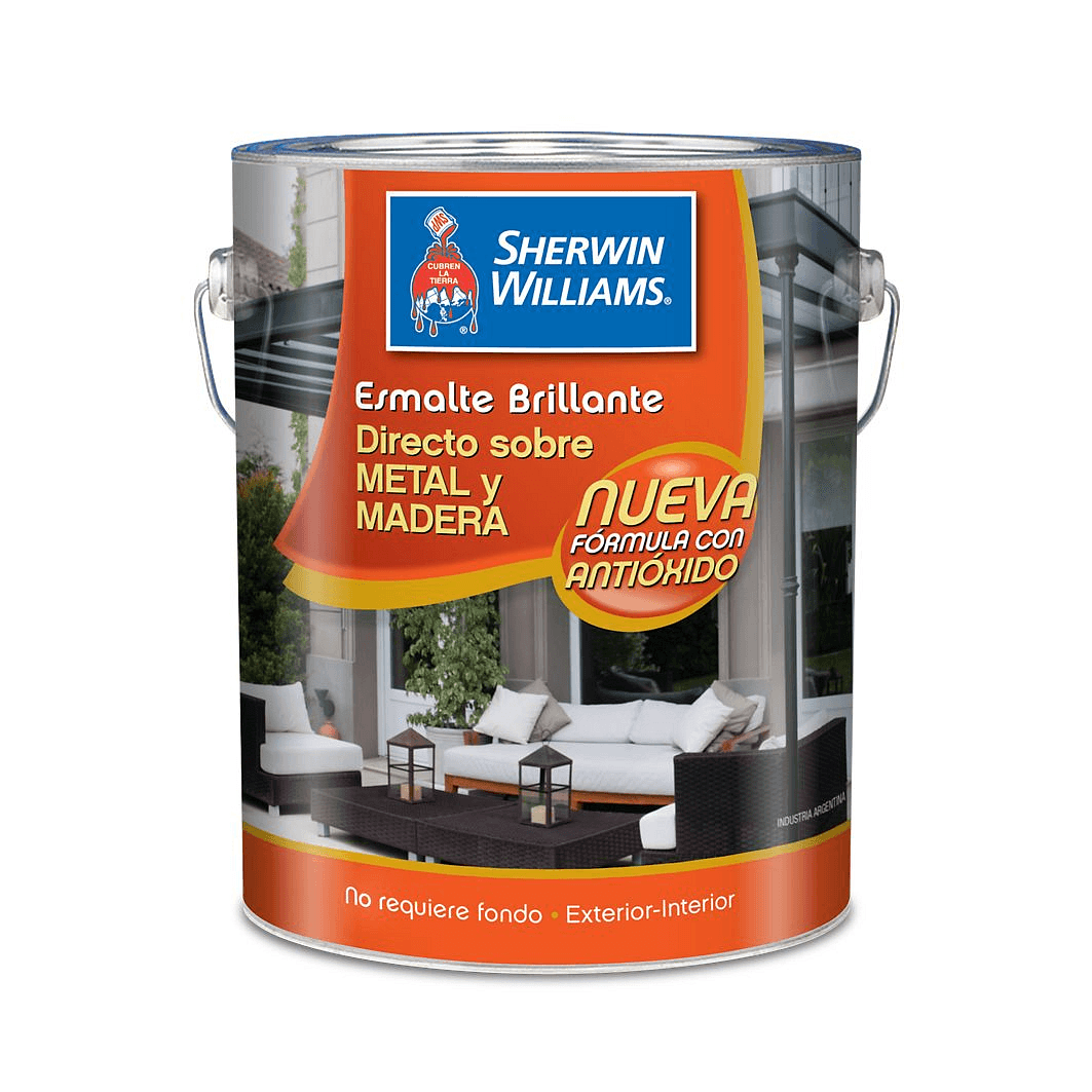 Esmalte Metal y Madera Rojo Brillante 4 Lts Exterior-Interior Sherwin Williams