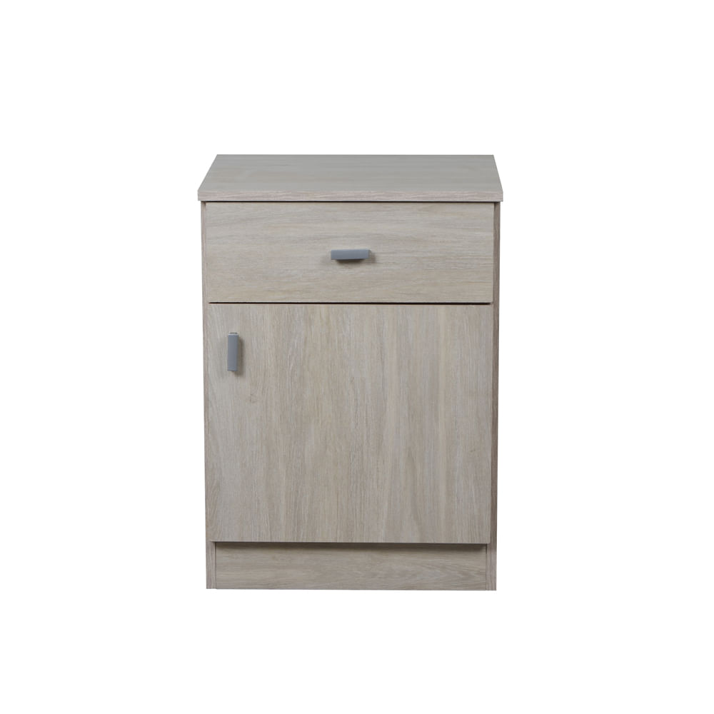 Mesa de Luz 45x39x62 Cm Fresno/Blanco 1 Cajón 1 Puerta Pluspack Ricchezze