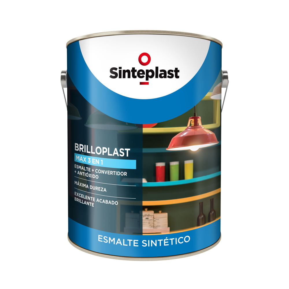 Esmalte Sintético Negro Brillante 1 Lt Interior/Exterior Max 3 En 1 Sinteplast
