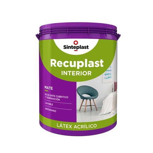 Pintura Látex Interior Blanco Mate 4 Lts Recuplast