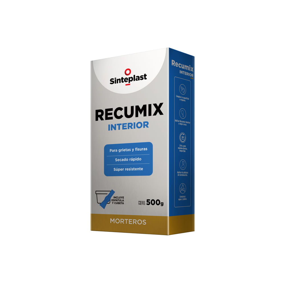 Masilla Interior Para Grietas y Fisuras Blanco Mate 500 Grs Recumix Sinteplast